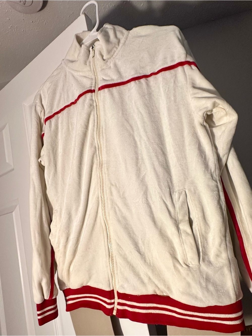 Vintage Canopy Clothing Velour Track Jacket kids L (14/16) Retro Red Stripe